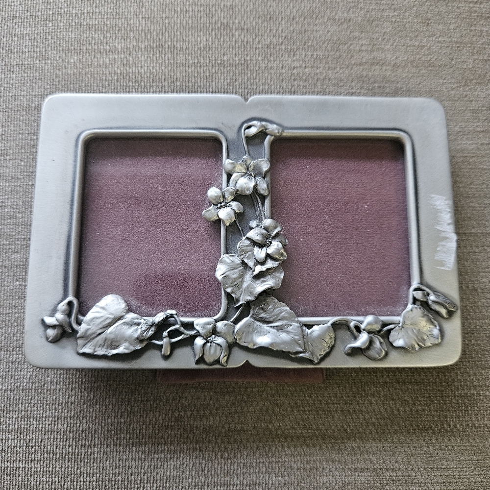 SEAGULL pewter picture frame  small double  vintage vine